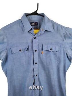 Vintage Levis Shirt Adult Large 1970s Western Chambray Blue Label Orange Tag