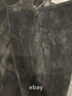 Vintage Lew Magram Leather Fringe Vest & Suede Skirt Black Boho Western Festival