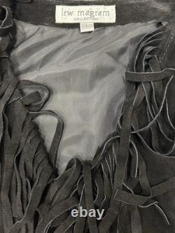 Vintage Lew Magram Leather Fringe Vest & Suede Skirt Black Boho Western Festival