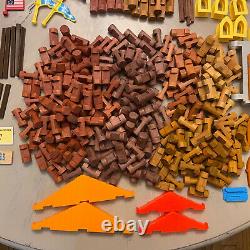 Vintage Lincoln Logs Large Lot of 637 Wooden Building Toys Roofs Doors Castle