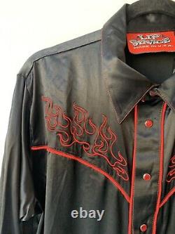 Vintage Lip Service 90s Y2K Button Down Shirt Western Flames Pearl Snap Large