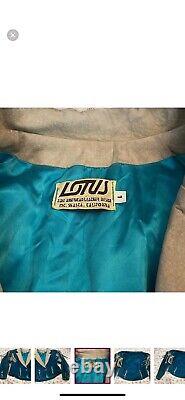 Vintage Lotus Western Jacket Large Blue Leather Fringe USA Made Idyllwind