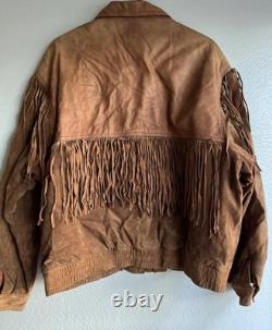 Vintage M. Julian Adventures leather jacket Western-style fringe 80s Aztec Sz L