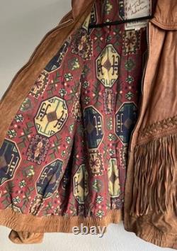 Vintage M. Julian Adventures leather jacket Western-style fringe 80s Aztec Sz L