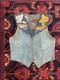Vintage Made in Mexico Blue Suede Western Vest Embroidered Desert Scene Large