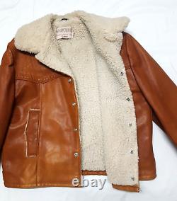 Vintage Marlboro Man Leather Lined Rancher Schott Western Coat Jacket Size 46