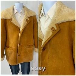 Vintage Marlboro Man Sherpa Coat Shearling Heavy Rancher Bighorn Sheepskin L/XL