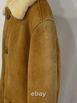 Vintage Marlboro Man Sherpa Coat Shearling Heavy Rancher Bighorn Sheepskin L/XL