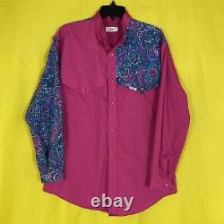 Vintage Maury Tates Mo Betta Pink Paisley Long Sleeve Button Down RARE COLORWAY