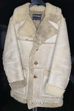 Vintage Men's Cloths Stratjac Cowboy Western Shearling Fur Sheepskin Jacket Coat