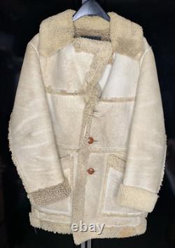 Vintage Men's Cloths Stratjac Cowboy Western Shearling Fur Sheepskin Jacket Coat