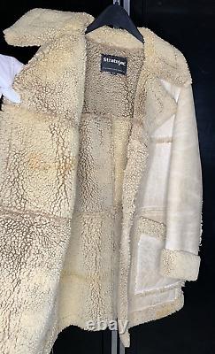 Vintage Men's Cloths Stratjac Cowboy Western Shearling Fur Sheepskin Jacket Coat