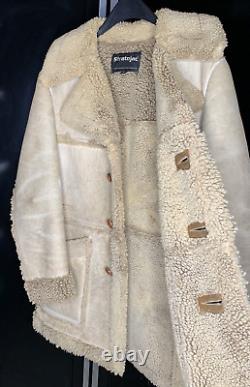 Vintage Men's Cloths Stratjac Cowboy Western Shearling Fur Sheepskin Jacket Coat