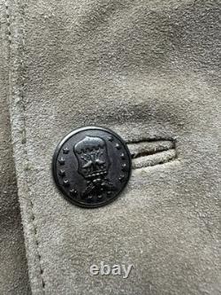 Vintage Men's Leather Suede Fringe Western Jacket Navajo Beaded 90s Sz L NWOT
