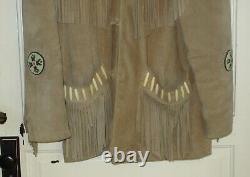 Vintage Men's Western Trailride Fringed Suede Leather Jacket with Beading szL