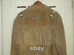 Vintage Men's Western Trailride Fringed Suede Leather Jacket with Beading szL