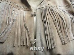 Vintage Men's Western Trailride Fringed Suede Leather Jacket with Beading szL