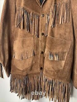 Vintage Mexico Western 70's Look Fringe leather Jacket Coat Size 40 Large