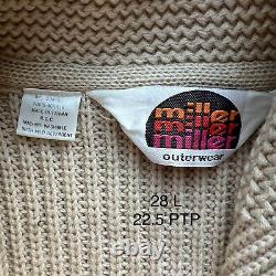 Vintage Miller Cowichan Sweater Large Beige 70s Full Zip Cardigan Western Cowboy