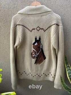 Vintage Miller Outerwear Western Horse Knit Sweater Cowichan Equestrian Sieze L