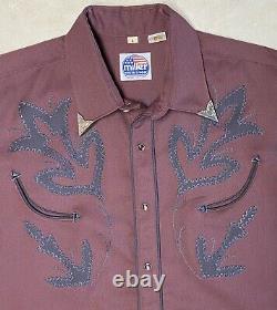 Vintage Miller Western Wear Purple Gray Embroidered Rodeo Shirt Large USA