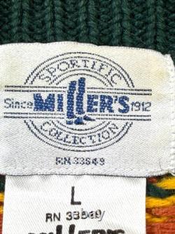 Vintage Miller's Green Equestrian Horse Western Cardigan Sweater Women's Large