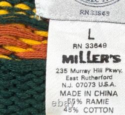 Vintage Miller's Green Equestrian Horse Western Cardigan Sweater Women's Large