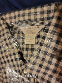 Vintage NOS 1978 Mens Western Snap Large Shirt Blue Checkered