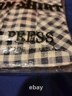 Vintage NOS 1978 Mens Western Snap Large Shirt Blue Checkered