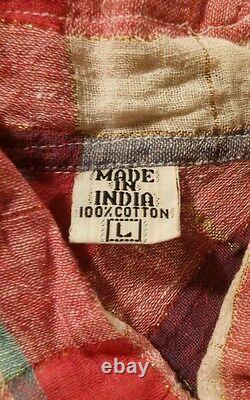 Vintage NOS 60's Madras Mod Rockabilly Western Plaid Shirt Large Woven