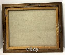 Vintage Native American Indian Bison Painting on Velvet in Frame Mexico Unsigned