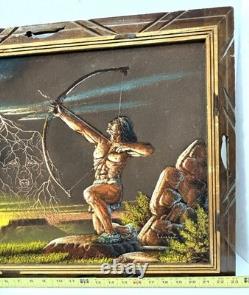 Vintage Native American Indian Painting on Velvet by Ernesto Sanchez Mexico