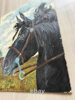 Vintage Original 60s Horse Oil Painting Equestrian Western Ranch Style