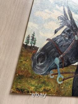 Vintage Original 60s Horse Oil Painting Equestrian Western Ranch Style