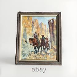 Vintage Original Oil Painting Old West Western Cowboy By Maher Morcos