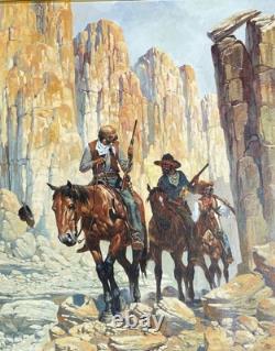 Vintage Original Oil Painting Old West Western Cowboy By Maher Morcos
