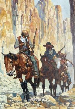 Vintage Original Oil Painting Old West Western Cowboy By Maher Morcos