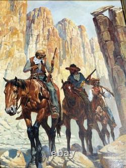 Vintage Original Oil Painting Old West Western Cowboy By Maher Morcos