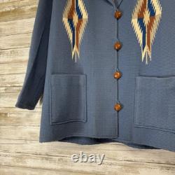 Vintage Ortega's Chimayo NM Hand Woven 100% Wool Coat Women's XL Western Jacket