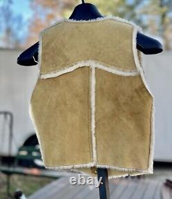 Vintage Overland Sheepskin Company Taos New Mexico Womens Suede Shearling Vest L