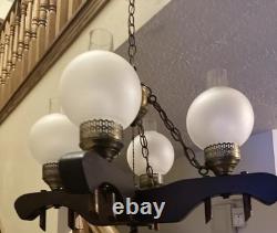 Vintage Oxen Yoke Chandelier Light Country Rustic Fixture Western Saloon