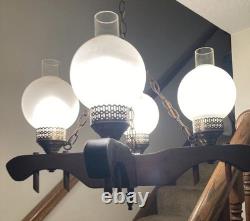 Vintage Oxen Yoke Chandelier Light Country Rustic Fixture Western Saloon