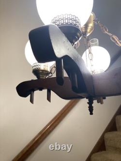 Vintage Oxen Yoke Chandelier Light Country Rustic Fixture Western Saloon