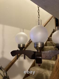 Vintage Oxen Yoke Chandelier Light Country Rustic Fixture Western Saloon