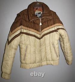 Vintage Pacific Trail Wild Horses 2 Tone Brown Puffer Western Vest Coat Large