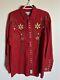 Vintage Panhandle Slim Embroidered Red Western Shirt Pearl Buttons Size Large