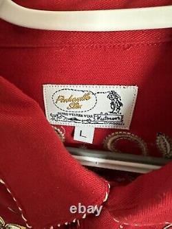 Vintage Panhandle Slim Embroidered Red Western Shirt Pearl Buttons Size Large