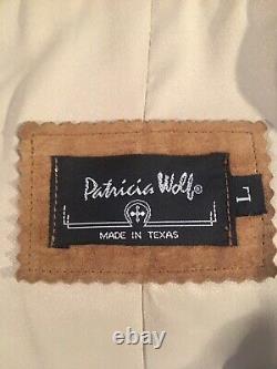 Vintage Patricia wolfe tan suede fringe jacket size large made in Texas Rodeo
