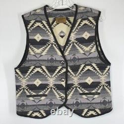 Vintage Pendleton Gray Geo Wool Western Vest Size Large