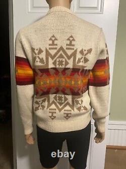 Vintage Pendleton High Grade Western Wear 100% Wool Sweater Aztec 1970's Sz Lrg